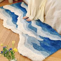 Alfombra Antideslizante De Estilo Japonés Con Patrón Azul De Mar Tufted Alfombra De Flocado Para El Hogar Alfombrilla De Piso Bonita Y Antideslizante - details 0