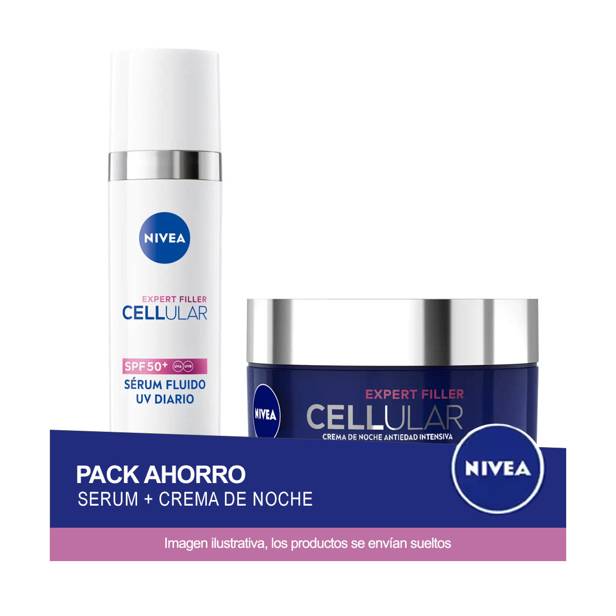 NIVEA CELLULAR Expert Filler Pack ahorro - Contiene Serum Facial Diario Protector + Crema de noche