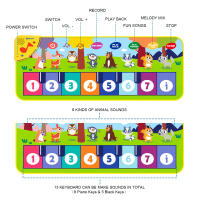 Teclado Musical Para Niños 80x30cm Alfombra De Música Multifuncional Con 8 Sonidos De Animales Juguete Educativo Para Bebés Y Niños De 3 a 6 Años - details 11