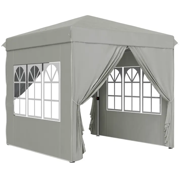 Cenador 2,5x2,5 m, resistente a Agua y al frío pop up plegable con Protección UV 50 +, Tienda plegable de Jardín with 4 bolsos laterales gazebo de Jardín Para camping, gris Claro - 1