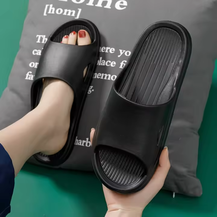 Zapatillas De Casa Para Hombre Y Mujer Color Sólido Verano Playa Plataforma Baja Sandalias Retro De Tela Con Lazo En El Medio - 1