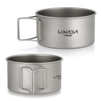 Bol De Titanio Lixada Con Manijas Plegables Contenedor De Alimentos Para Camping Y Senderismo Al Aire Libre Material De Titanio Capacidad 0.4L - details 1