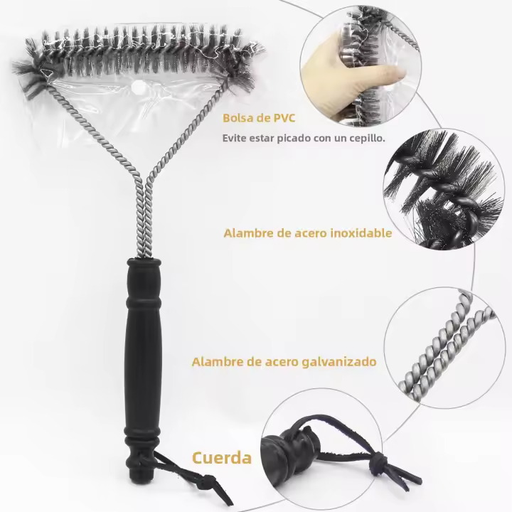 Cepillo De Limpieza Para Barbacoa En Acero Inoxidable Cerdas No Adherentes Herramienta De Accesorios Para Barbacoa Y Asadores - 1