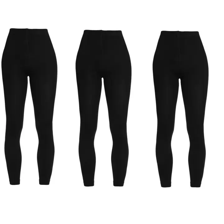 Mediawavestore Pack 3 Leggings Negros Opacos con Interior de Felpa 380 Den Talla Única - Ropa de Invierno Cómoda y Cálida - 1
