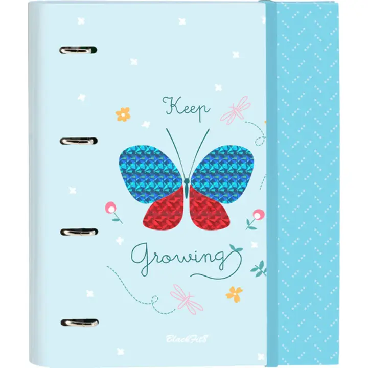 SAFTA | CARPETA 4 ANILLAS 35MM CON RECAMBIO BLACKFIT8 "MARIPOSA" - Carpeta Anillas Licencia Oficial - Diseño Exclusivo - Ideal para Uso Diario - Material Duradero - Compatible con Hojas A4 - 1
