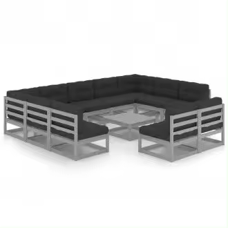 VIDAXL 3077231 juego de muebles modulares para el jardín fabricados en madera de pino con un acabado gris vida xl - 1