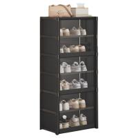 LUTODY - Zapatero, organizador de calzado compacto con cierre magnético, tela textil, Múltiples niveles, tubo de metal, plegable, portátil para recibidor, entrada, sala de estar y salón - Ligero y resistente - details 3