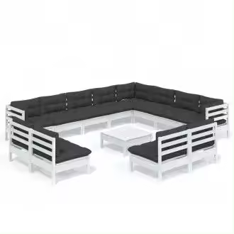 VIDAXL 3096882 conjunto de muebles para los jardines con 13 piezas en madera blanca y gris antracita vida xl - 1