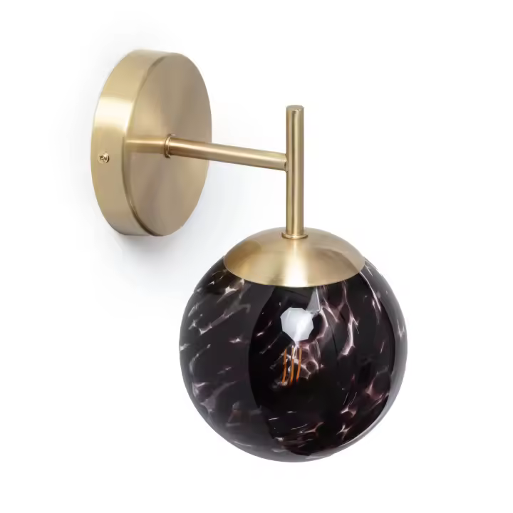 Ledkia Lámpara de Pared Metal y Cristal Pardo Dorado - 1