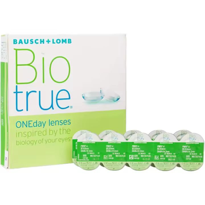 Biotrue ONEday BAUSCH + LOMB lentillas diarias esféricas Desechables – 90 Unidades | Lentes de contacto Hidratantes | 8.6 BC | 14.20 DIA | 16h de Hidratación | 78% Agua | Filtro UV | Confort y Protección Ocular - 1