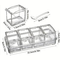Juego De 4 Cajas De Condimentos Transparentes Con Cuchara Soporte De Especias Para Pimienta Y Condimentos Almacenamiento De Jarra De Cristal - details 2