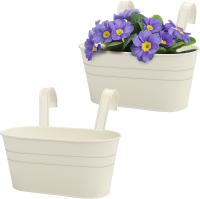 SOMY Maceta Colgante de Metal Beige (Juego de 2) - 27 x 12 cm - Maceta Colgante con Ganchos Desmontables - Colgador de Plantas de Interior, Jardín, Balcón y Valla - Macetas Decorativas - details 0