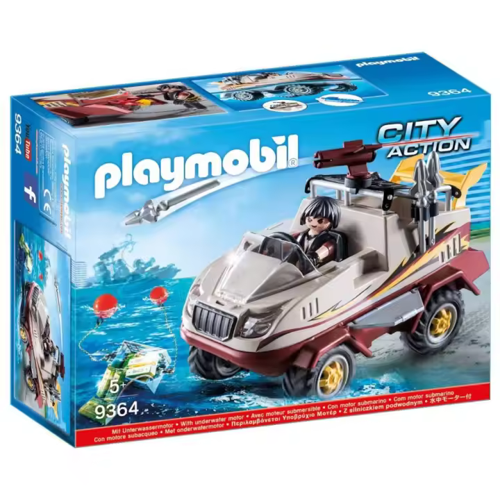 Playmobil coche anfibio con motor sumergible City Action (9364) con figura de ladrón - 1