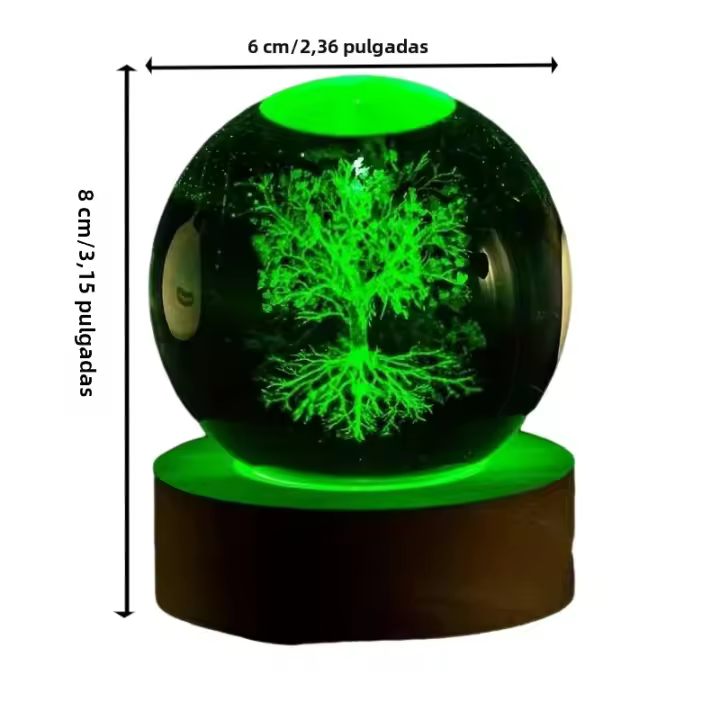 Lámpara De Noche Con Engrafado 3D De Árbol De La Vida Color Cargado Soporte De Madera Decoración Para El Hogar Adecuada Para H - 1