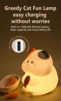 Lámpara Nocturna De Gato Glotón Recargable En Silicona Luz Táctil De Animal Decoración De Escritorio Y Cama Forma De Gato Y Peces - details 4