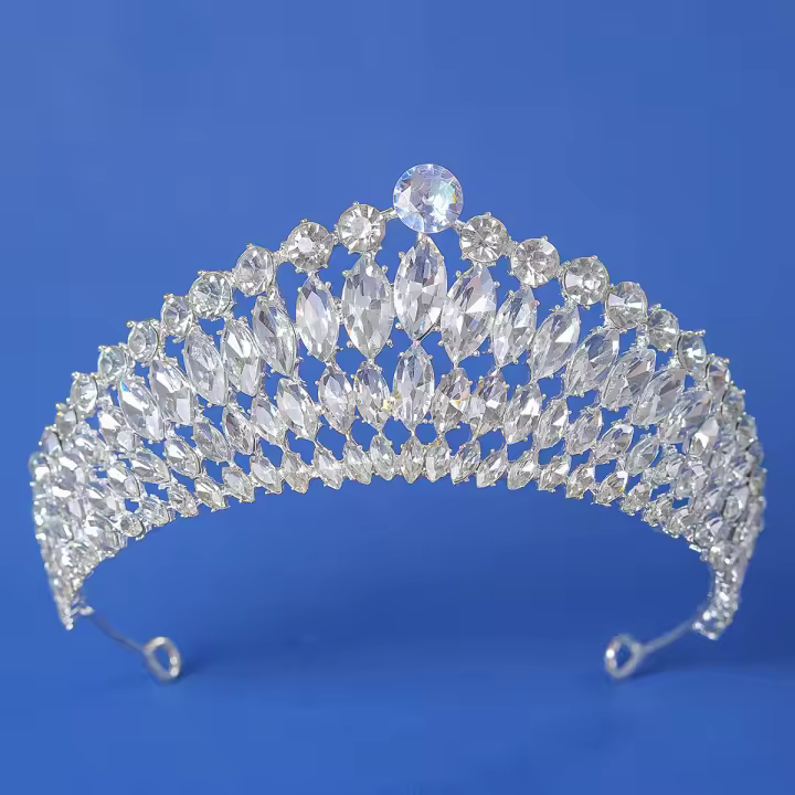 Diademas De Cristal Zirconia En Color Plata Para Mujer Corona De Novia Accesorios De Peluca Para Princesa Y Reina Fiesta Boda - 1