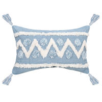Funda De Cojín Rectangular Azul Con Patrón Geométrico Y Lazos Para Decoración Del Sofá Y La Habitación 100% Poliéster Lavable - details 24