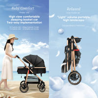 Cochecito de bebé 3 en 1, lujoso cochecito de bebé portátil de viaje, cochecito plegable con marco de aluminio de paisaje alto, cochecito infantil para recién nacido - details 3