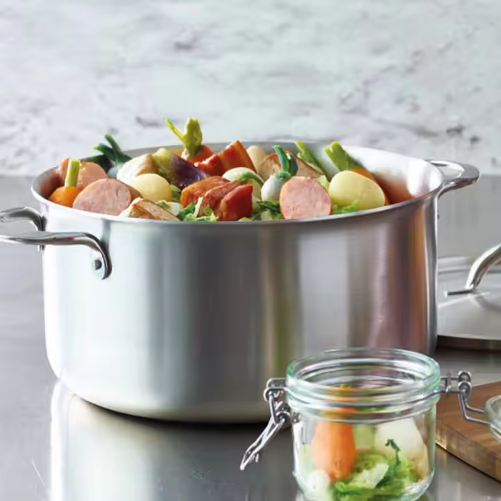 Olla sin Tapa Alchimy de De Buyer - Cocina Profesional con Distribución Uniforme del Calor, Acero Inoxidable y Aluminio, Ideal para Todo Tipo de Fuegos, Incluida Inducción - 1