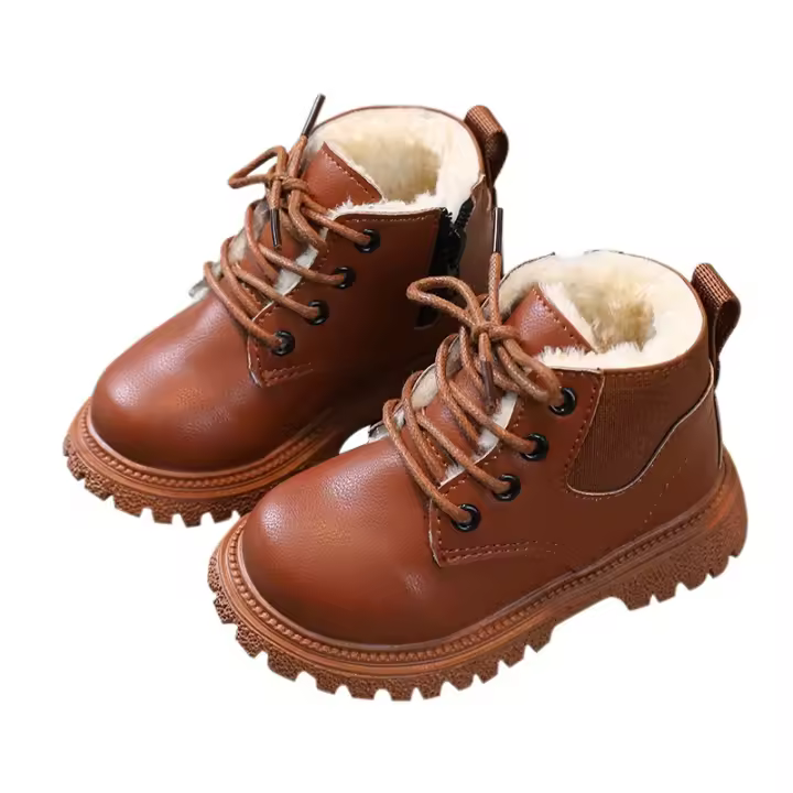 Botas De Cuero Para Niños Y Niñas Estilo Británico Con Diseño De Cierre De Cremallera Y Antideslizante Adecuadas Para Invierno Y Todas Las Estaciones - 1