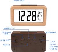 Reloj despertador digital de Madera fácil de configurar, temperatures, retroiluminación y función de Repetición - details 1