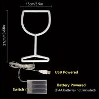 Lámpara De Pared LED Neón Con Luz De Vino paraGirls Habitación Club Boda Cumpleaños Fiesta Decoración De La Sala De Estar Alimentada Por USB O Batería - details 2