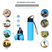 Botella Deportiva De Silicona Reutilizable Para Niños 600ml Plegable Suave Para Hogar Y Oficina Con Mango Y Tapa De Tapon - details 1