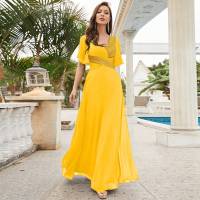 Vestido De Novia Sastre Unithorse Elegante Con Encaje Y Mariposa En Manga Chiffon Para Damas De Honor V-Neck Largo Al Piso - details 29