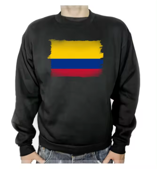 MERCHANDMANIA SUDADERA NEGRA bandera colombia pais gobierno colombiano adulto poliester algodón sweatshirt - 1