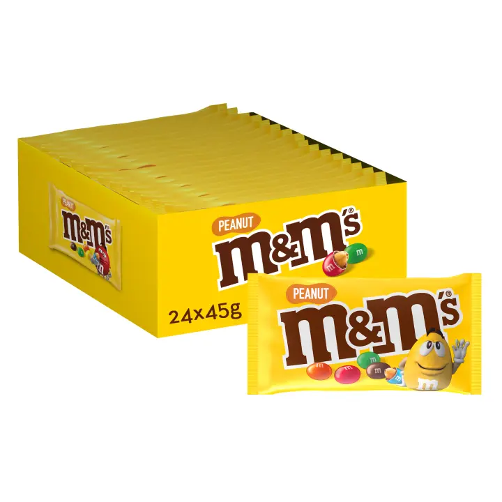 M&M's Peanuts Snack en Bolitas de Colores de Cacahuete y Chocolate con Leche ( 24x45g) - 1