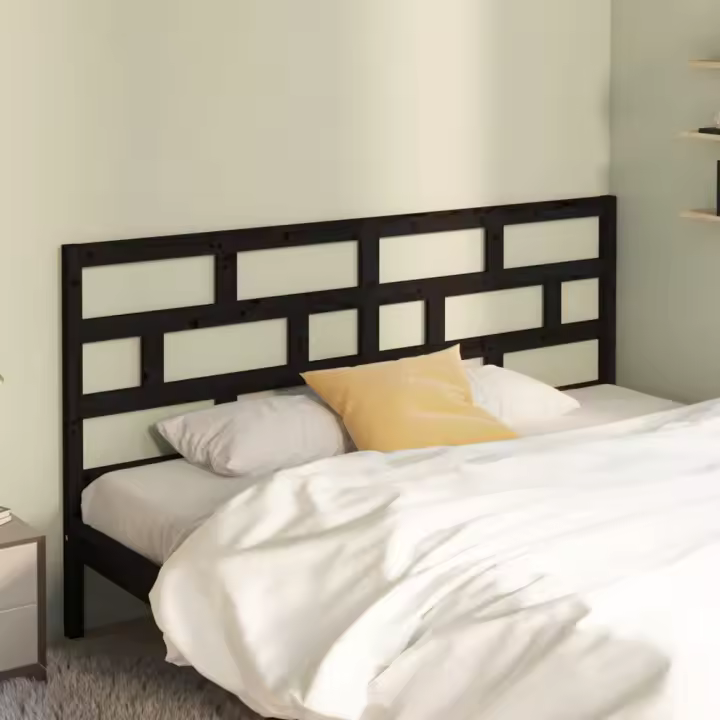 Cabecero de cama madera maciza de pino negro 206x4x100 cm - 1
