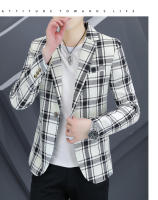 Chaleco a Cuadros Para Hombre Corte Ajustado Estilo Casual Business Moda Elegante Chaqueta De Alta Calidad Para Ocasiones Formales - details 3