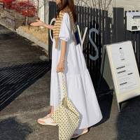 Vestido Largo Casual De Verano Para Mujer ZANZEA 2023 Con Manga Corta Y Cuello Redondo Sobredimensionado Vestidos Femme Elegante Sólido - details 6
