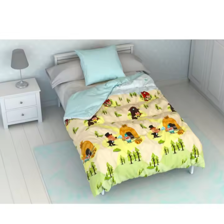 ARISE SHOP-Funda Nórdica Infantil Reversible Modelo 3 Cerditos,Microfibra, Incluye una funda para almohada, Suave y Transpirable,Para cama 90/105cm - 1