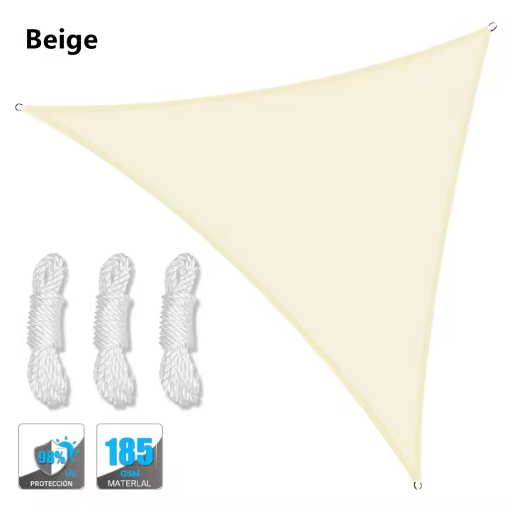 Sail De Sombrilla Triangular Impermeable 5x5x5/2x2x2M Protección Solar Para Exterior Jardín Patio Piscina Telas De Sombra Con Cubierta PU - 1