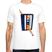 Camiseta Vagarytees 2022 De Verano Para Hombre Con Estampado De Cinta Magnética Y Lápiz Casual Unisex Streetwear Blanca Talla Grande - details 0