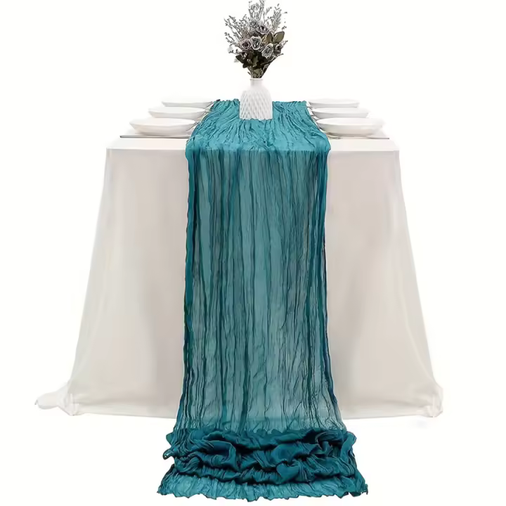 Camino de Mesa plisado de Gasa, chimenea de Mesa de tela de quesoes, chimenea de Mesa para decoración de Bodas, Fiesas, días festivos - 1