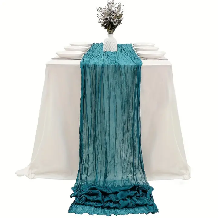 Camino de Mesa plisado de Gasa, chimenea de Mesa de tela de quesoes, chimenea de Mesa para decoración de Bodas, Fiesas, días festivos - 1