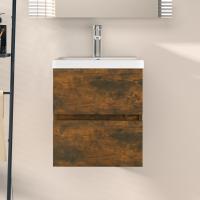vidaXL Armario para lavabo madera contrachapada 41x38,5x45 cm en color Blanco/Gris hormigón/Gris sonoma y más | almacenamiento funcional diseño moderno para baño dormitorio sala - details 3