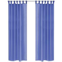 vidaXL 2x Cortinas Transparentess 140x225cm Visillo Ventana Decoración Color Blanco,  Crema,  Tuquesa y mas - details 4