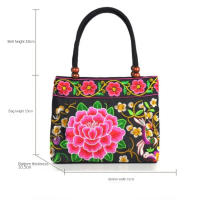 Bolso Pequeño Para Mujer Estilo Étnico Bordado En Lona Bolso De Mano Moda Con Cierre De Cremallera Doble Correa Versátil - details 19