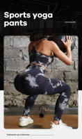 Leggings De Yoga Para Mujer Cintura Alta Sin Costuras Tie Dye Scrunch Butt Lifting Talla Grande Elasticidad Tejido De Nylon Y SPANDEX - details 1