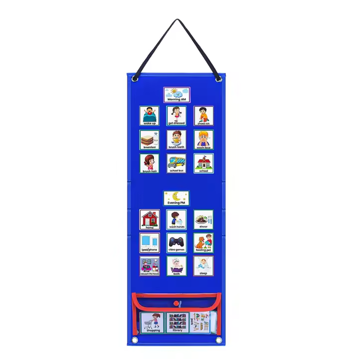 Horario visual para niños Tabla de rutina diaria con 70 tarjetas Calendario Bolsillo Autismo Aprendizaje Comportamiento Herramienta para la escuela - 1