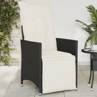 vidaXL Sillón reclinable de jardín con cojines ratán sintético negro en color Negro y crema/Marrón y crema/beige y crema y más | acolchados duraderos para sofás de jardín terraza exterior - details 0