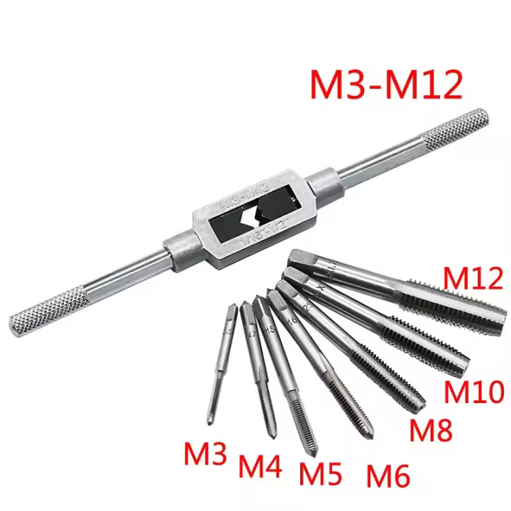 8Pcs Hss Herramienta De Tapa Y Herradura Con Llave Versátil 1/16-1/2 Metralla Plug Tap M3 M4 M5 M6 M8 M8 M12 Para Mano - 1