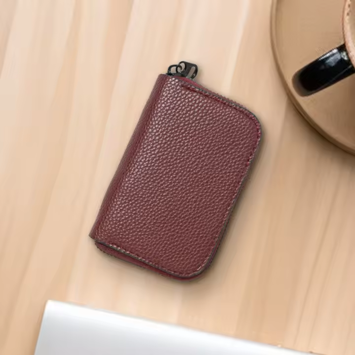 Bolsa De Almacenamiento Para Tarjetas De Crédito Universal Y Simples 24 Para Hombres Y Mujeres Material De Cuero Sintético Microfibra Estilo Casual Cierre De Cremallera - 1