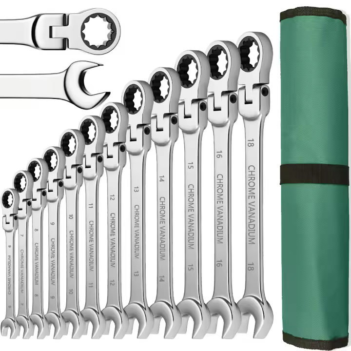 Juego De Llaves De Encaje Ratchet 8-22mm Con Cabeza Flexible Kit De Llaves Combinadas Métricas Con Bolsa De Lona - 1