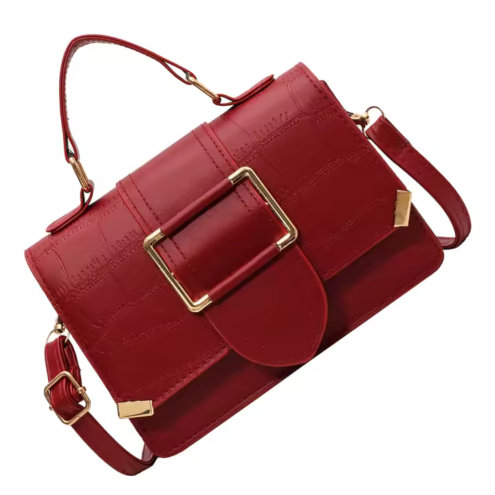 Bolso de hombro con Patrón de Piedra de cuero PU, bolsos con Patrón de Piedra de moda, bolsos para citas, Rojo, tamaño libre - 1