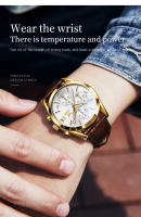 Reloj De Pulsera Para Hombre OLEVS 2872 Cronógrafo Resistente Al Agua Con Correa De Cuero Luminoso Y Manos Luminosas Reloj De Cuarzo Deportivo De Lujo - details 5