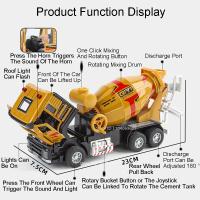 Camión De Mixer De Hidrato De Cal 1:40 Escala Con Luz Y Sonido Función De Retroceso Automática Venta Al Por Menor Para Niños Juguetes De Vehículos De Ingeniería Metal - details 3